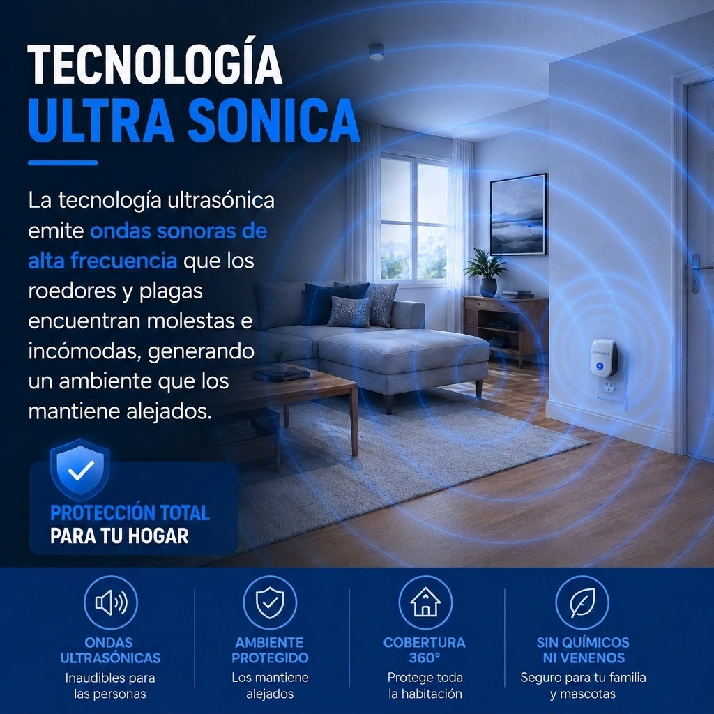 PESTBLOCK® AHUYENTADOR ULTRASÓNICO DE PLAGAS – PROTEGE TU HOGAR EN 1 SOLO PASO