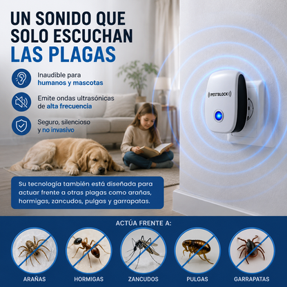PESTBLOCK® AHUYENTADOR ULTRASÓNICO DE PLAGAS – PROTEGE TU HOGAR EN 1 SOLO PASO