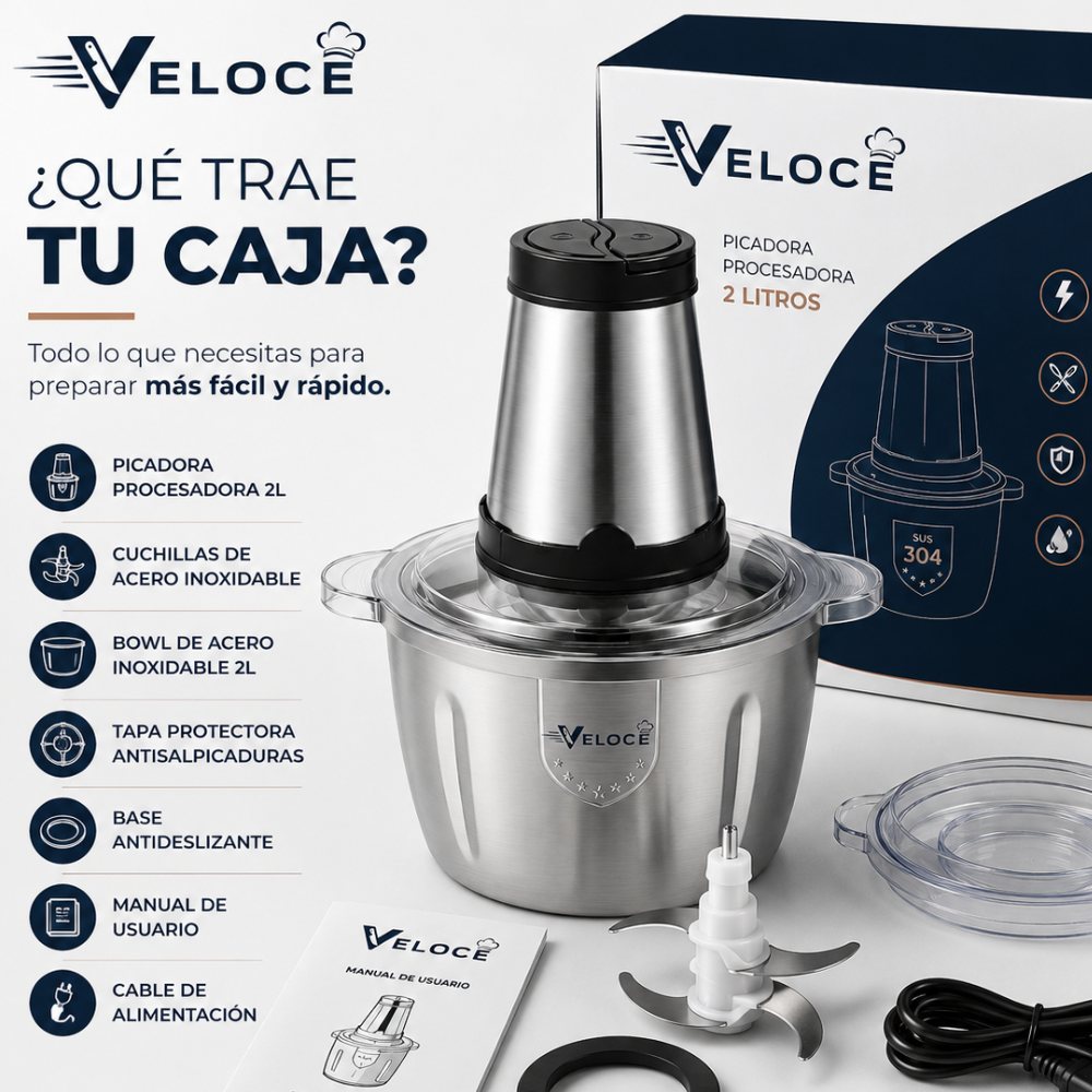 Picadora Eléctrica VELOCE™ | — Pica en segundos lo que antes picabas a mano.