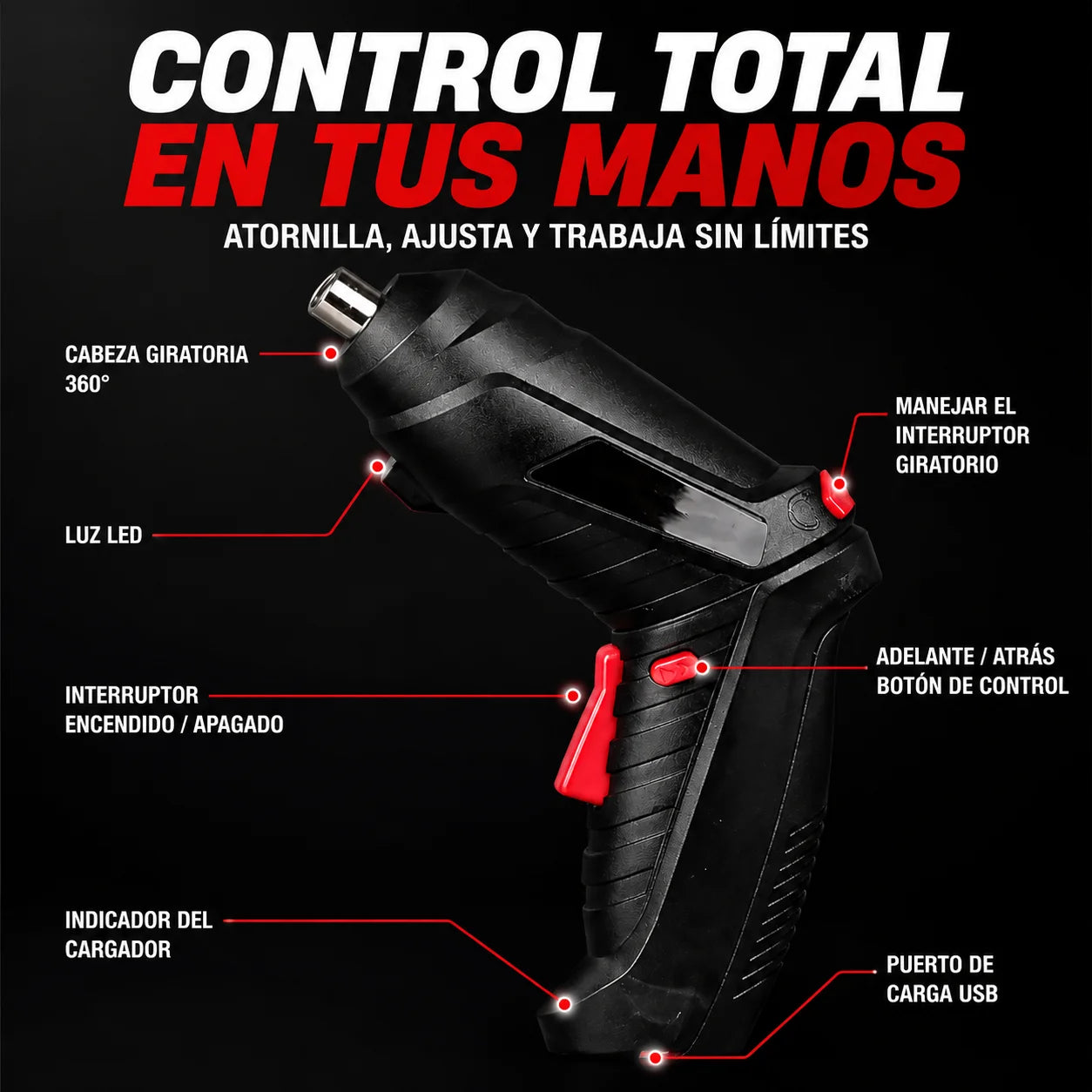 Taladro Destornillador Portátil Alemán + Kit 47 piezas GRATIS