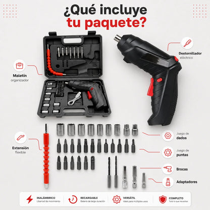 Taladro Destornillador Portátil Alemán + Kit 47 piezas GRATIS
